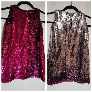 Fi & Me Reverse Sequin Fuscia Pink Silver Sleeveless Dress Kids Size 4 Handmade